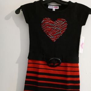 Derek Heart Girl Multicolor S/Sleeve Black Belt Knit Dress M/5  D133
